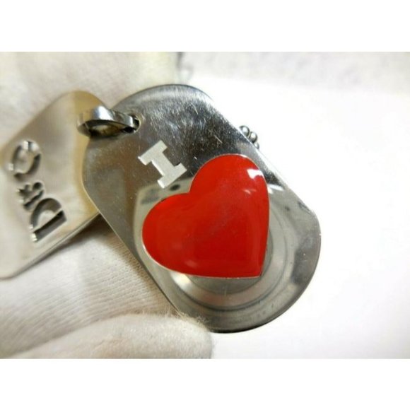 Dolce & Gabbana Red Enamel Chrome Dog Tag - Picture 4 of 7